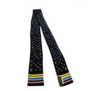 Louis Vuitton x Takashi Murakami Black Multicolor Monogram Silk Bandeau Twilly